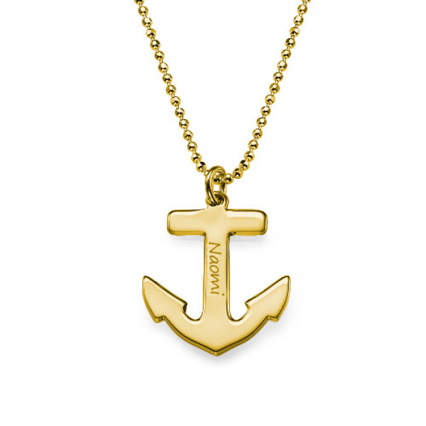 18ct Gold Plated Sterling Silver Anchor Necklace - The Name Jewellery™