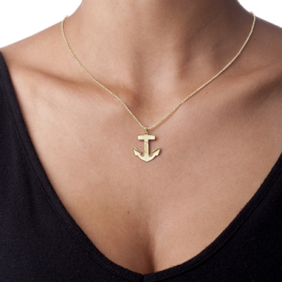 18ct Gold Plated Sterling Silver Anchor Necklace - The Name Jewellery™