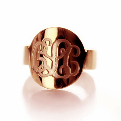 Engraved Script Rose Gold Monogrammed Ring - The Name Jewellery™