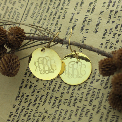 Disc Signet Monogram Earrings In Gold - The Name Jewellery™