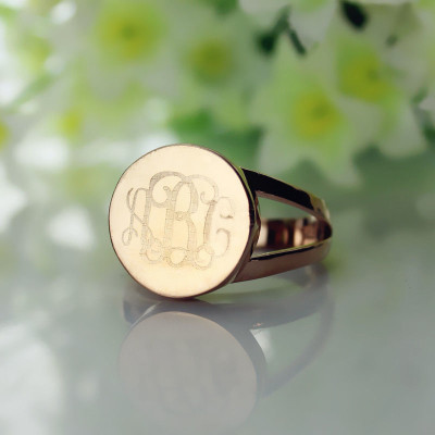 Rose Gold Circle Signet Monogram Ring - The Name Jewellery™
