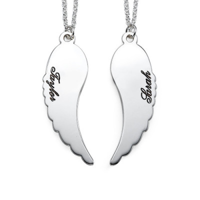 Set of Two Sterling Silver Angel Wings Necklace - The Name Jewellery™