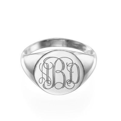 Signet Ring in Sterling Silver with Engraved Monogram - The Name Jewellery™