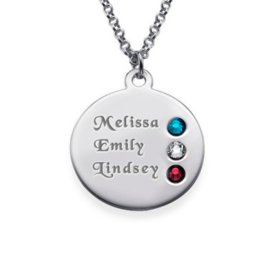 Silver Birthstone Necklace for Mum Inscriptions (1-3) - The Name Jewellery™