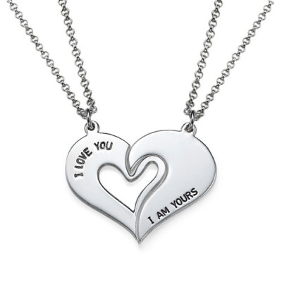 Silver Couples Breakable Heart Necklace - The Name Jewellery™