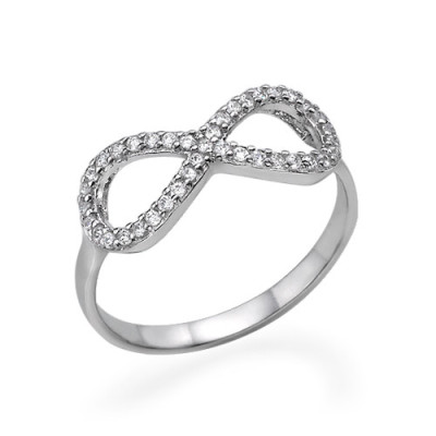 Silver Cubic Zirconia Encrusted Infinity Ring - The Name Jewellery™