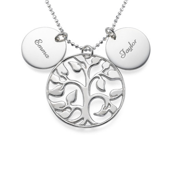 Engraved Disc Cut Out Family Tree Necklace - The Name Jewellery™