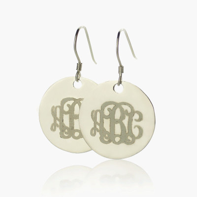 Disc Signet Monogrammed Earrings Sterling Silver - The Name Jewellery™