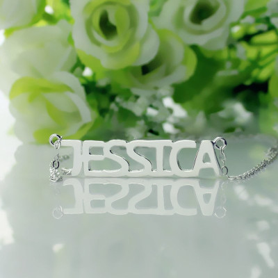 Block Letter Name Necklace Silver - "jessica" - The Name Jewellery™