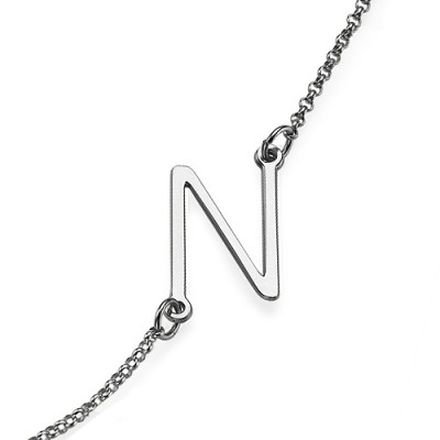 Silver Side Initial Necklace - The Name Jewellery™