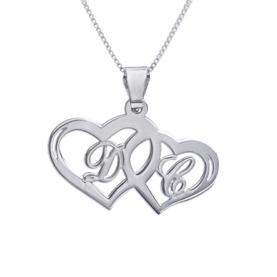 Silver Couples Hearts Pendant - The Name Jewellery™