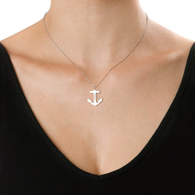 Sterling Silver Engraved Anchor Necklace - The Name Jewellery™