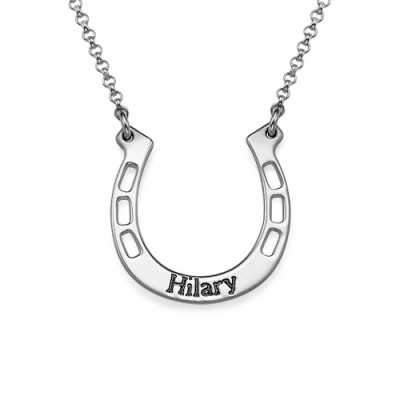 Sterling Silver Engraved Horseshoe Necklace - The Name Jewellery™