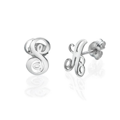 Sterling Silver Initial Stud Earrings - The Name Jewellery™