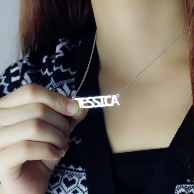 Block Letter Name Necklace Silver - "jessica" - The Name Jewellery™