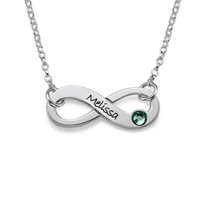 Silver Engraved Swarovski Infinity Necklace - The Name Jewellery™