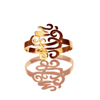 Monogram Cuff Bracelet Bangle Hand Writing Rose Gold - The Name Jewellery™