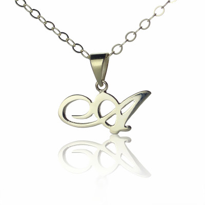 Personalised Madonna Style Initial Necklace Solid White Gold - The Name Jewellery™
