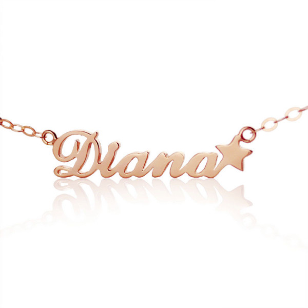 18ct Rose Gold Plated Carrie Style Name Necklace With Star - The Name Jewellery™