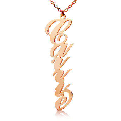 Solid Rose Gold Personalised Vertical Carrie Style Name Necklace - The Name Jewellery™