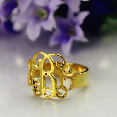 Solid Gold Personalised Monogram Ring - The Name Jewellery™