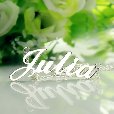 Solid 18ct White Gold Plated Julia Style Name Necklace - The Name Jewellery™