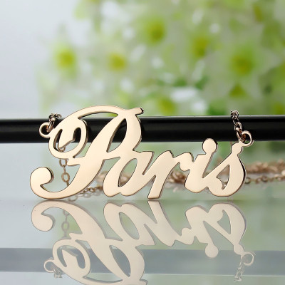 Paris Hilton Style Name Necklace 18ct Solid Rose Gold Plated - The Name Jewellery™