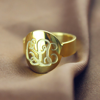 Solid Gold Engraved Monogram Itnitial Ring - The Name Jewellery™