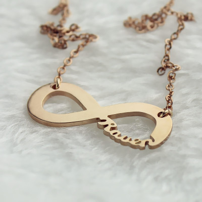 Solid Rose Gold 18ct Infinity Name Necklace - The Name Jewellery™