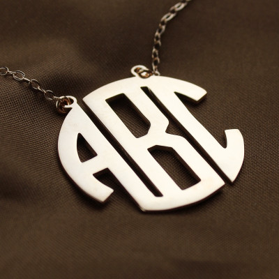 Solid Rose Gold Initial Block Monogram Pendant Necklace - The Name Jewellery™