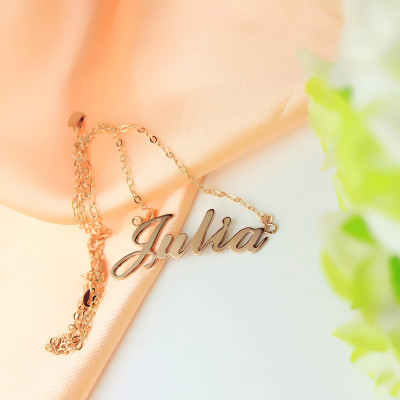 Solid Rose Gold Plated Julia Style Name Necklace - The Name Jewellery™
