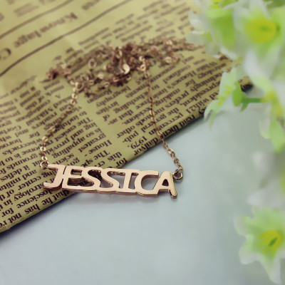 Solid Rose Gold Plated Jessica Style Name Necklace - The Name Jewellery™