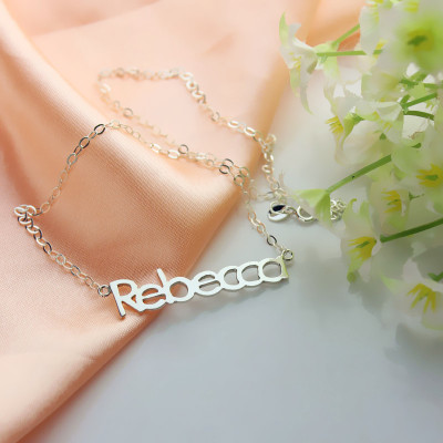 Solid White Gold Rebecca Style Name Necklace - The Name Jewellery™