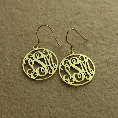 18ct Gold Plated Personalised Circle Monogram Earring - The Name Jewellery™