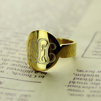 Solid Gold Engraved Monogram Itnitial Ring - The Name Jewellery™