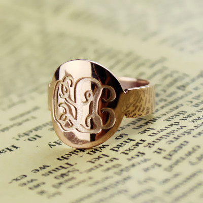 Solid Rose Gold Engraved Monogram Itnitial Ring - The Name Jewellery™