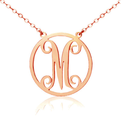 Solid Rose Gold 18ct Single Initial Circle Monogram Necklace - The Name Jewellery™