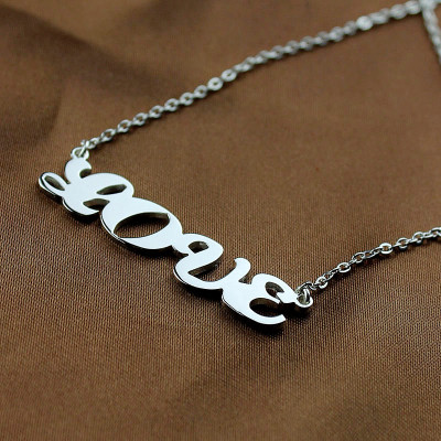 Capital Name Plate Necklace Sterling Silver - The Name Jewellery™