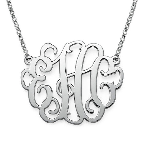 2 Inch Silver Large Monogrammed Necklace - The Name Jewellery™