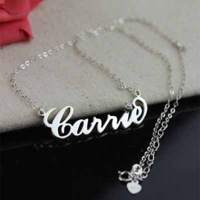 Sterling Silver Carrie Name Necklace With Birthstone - The Name Jewellery™