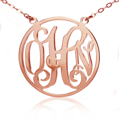 Circle 18ct Solid Rose Gold Initial Monogram Name Necklace - The Name Jewellery™