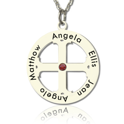 Family Circle Cross Name Necklace Silver - The Name Jewellery™