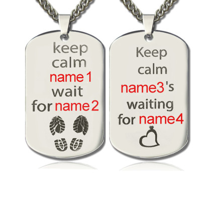 Personalised Cute His and Hers Dog Tag Necklaces Sterling Silver - The Name Jewellery™