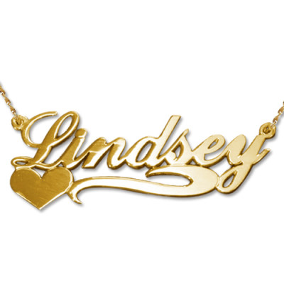 Side Heart 18ct Gold Name Necklace - The Name Jewellery™