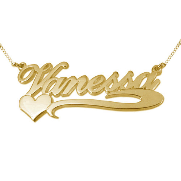 Side Heart 18ct Gold Plated Silver Name Necklace - The Name Jewellery™