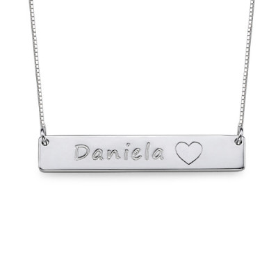 Silver Bar Necklace with Icons - The Name Jewellery™
