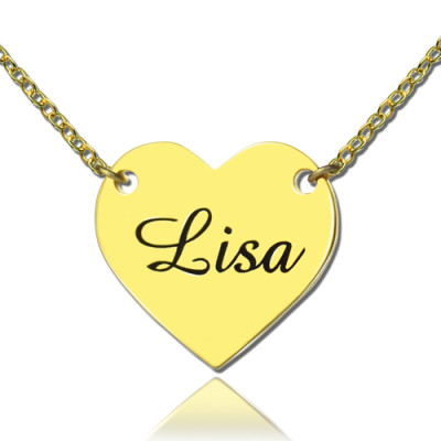 Stamped Heart Love Necklaces with Name 18ct Gold Plated - The Name Jewellery™