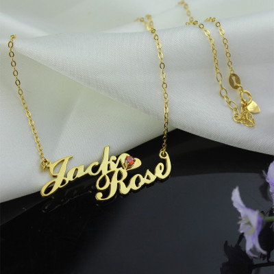 Gold Double Nameplate Necklace Carrie Style - The Name Jewellery™
