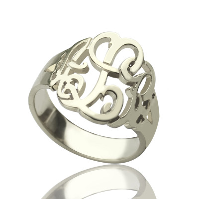 Personalised Hand Drawing Monogrammed Ring Silver - The Name Jewellery™