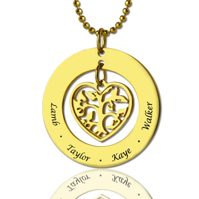Circle Family Tree Pendant Necklace In 18ct Gold Plated - The Name Jewellery™